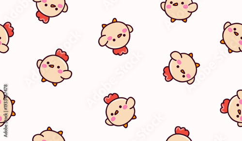 Cute chicken pattern background vector design