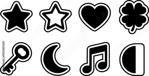 star and heart jewels sticker set isolated on white background
