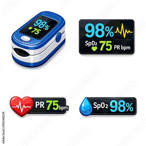 Digital pulse oximeter displaying heart rate and oxygen levels