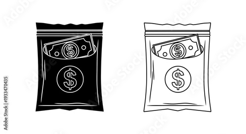 Bag of money and coins Vector