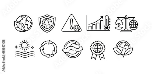 Environmental, sustainability outline icon set. eco, nature, green energy icon collection