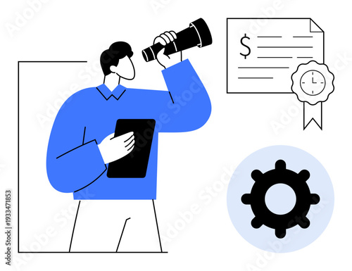 Business strategy concept. Business professionals focus on strategy planning and goal setting. Business involves vision, certifications, and productivity improvements. For corporate, education