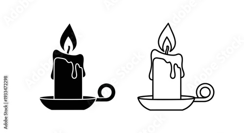 Candles burning in holders Vector