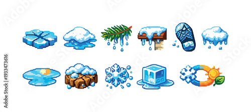 Winter, snow flat icon set. cold weather, freezing flat icons collection