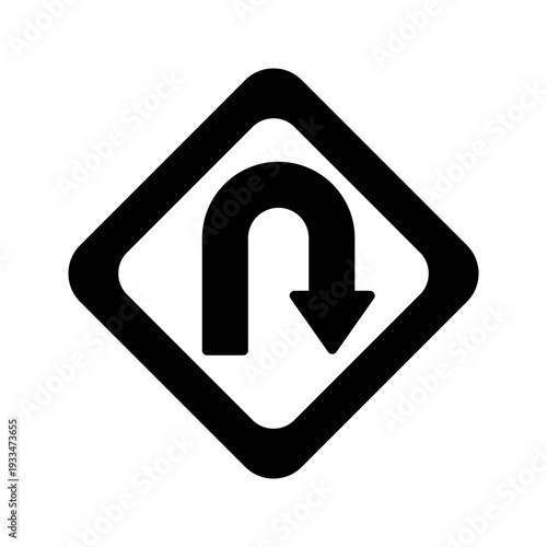 Simple line icon of a U-turn arrow symbolizing direction change, reversal, strategy shift, navigation reroute, or decision making. Perfect for UI, maps, and business pivot concepts.