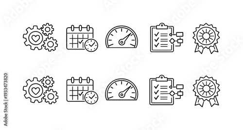 Productivity and efficiency line icon set. task management, performance icons collection