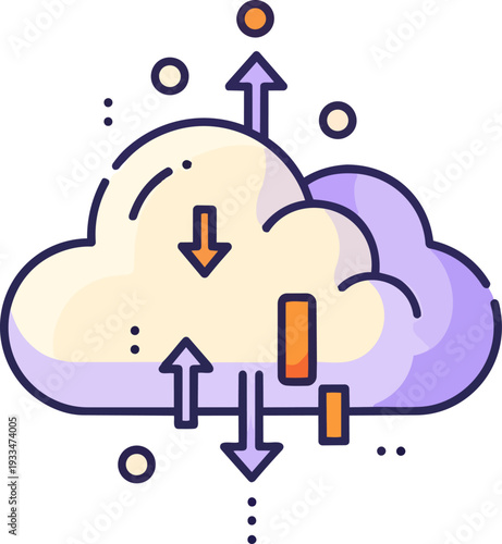 Cloud Data Transfer and Storage Vector No Background Transparent Background