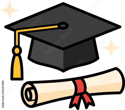 Graduation Cap and Diploma Vector No Background Transparent Background