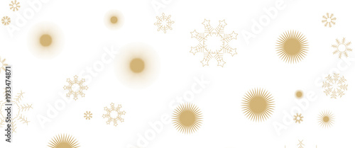 Seamless Christmas gold snowflakes and stars pattern isolated on transparent background. Vector snow New year pattern.