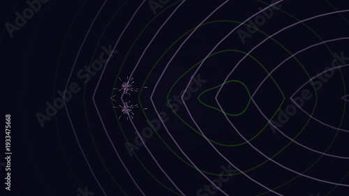 White Geometric Shapes on Dark Background.