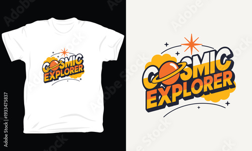 Cosmic explorer illustration vector planet and stars science fiction theme