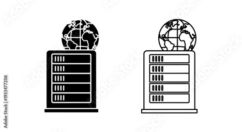 Servers with globes on top Vector