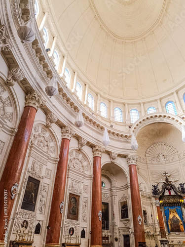 Detail of the interior of the Basilica of Our Lady of Mount Carmel with oval dome,  Valletta MALTA