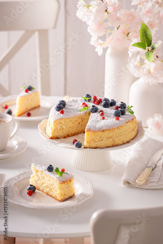 Sweet Basque cheesecake served with frappuccino coffee