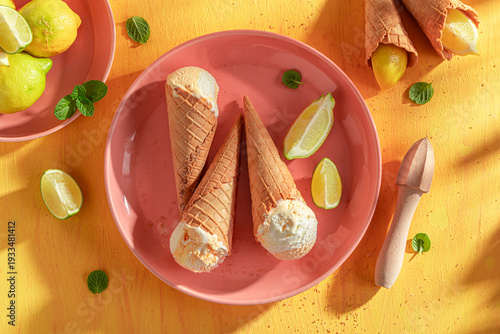 Sweet and sour lemon ice cr...