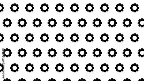 Clean and modern motion graphic featuring a seamless pattern loop of gear in a clean and minimalist style