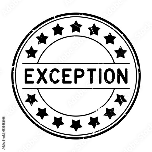 Black exception stamp with stars on white background