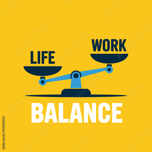 Balance between work and personal life on a scale  equilibrium concept
