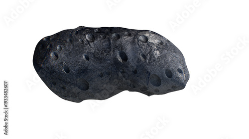 Realistic Dark Asteroid with Craters Isolated 3D Render