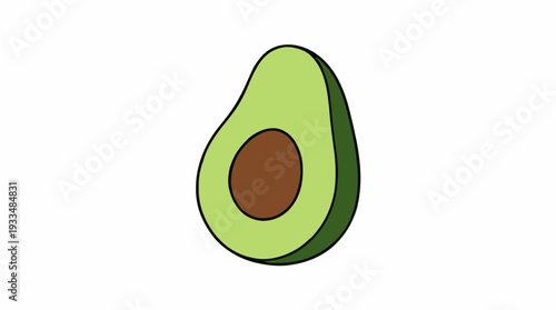 Half Avocado Fruit With Brown Seed Isolated On White Background Vibrant Green Skin Healthy Food