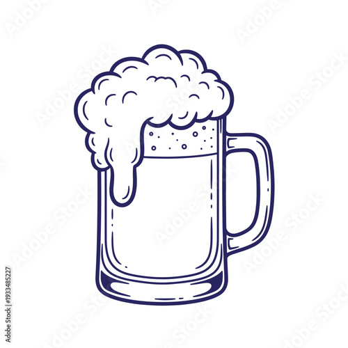 Foamy beer mug with handle glass frothy 1