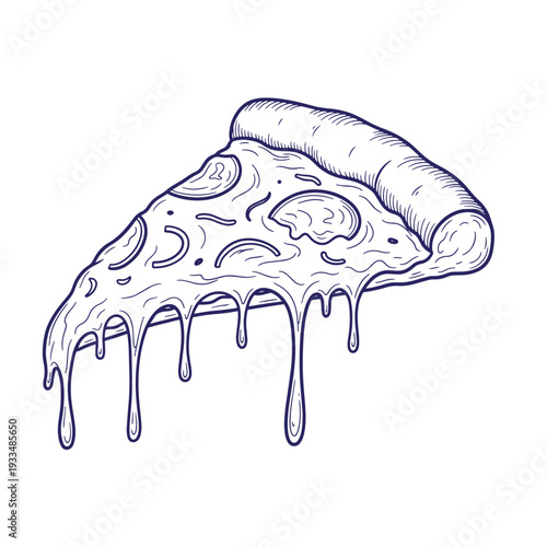 Melted cheese pizza slice with toppings and crust