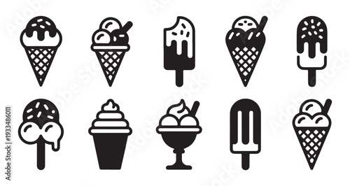 Creative collection of stylized ice cream and frozen dessert vector graphics for design