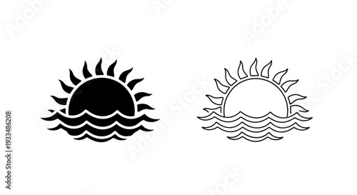 Sunset and sunrise icons Vector