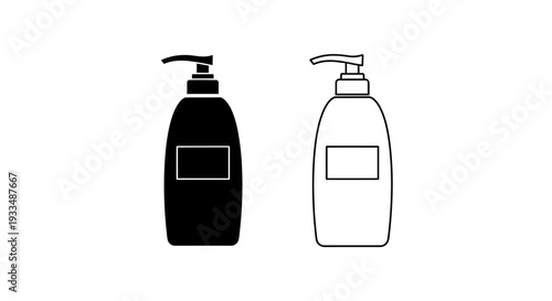 Black and white soap bottles Vector