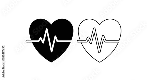Heartbeat love symbols Vector