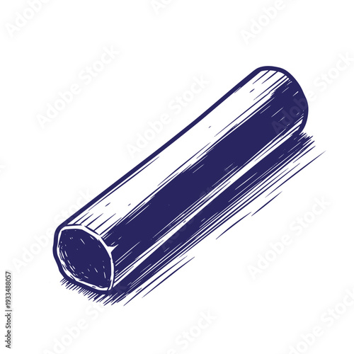 A cylindrical object with a rounded end and a flat end on a white surface