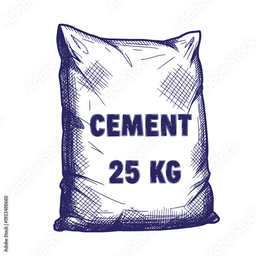 illustration of a 25 kg cement bag for construction and building materials