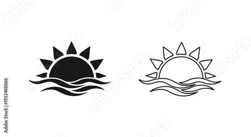 Sunrise and sunset art Vector