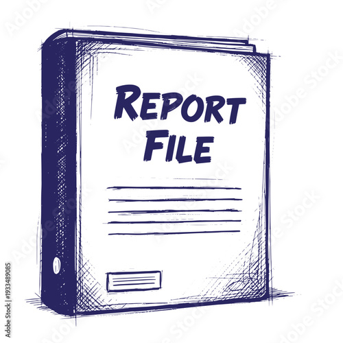 Report file document illustration with binder and text on cover  business and office supply concept