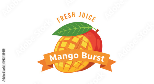 Mango Burst Fresh Juice Logo Design.