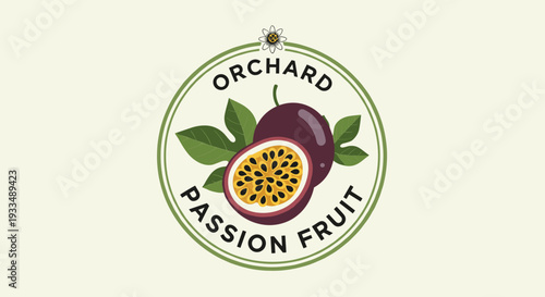 Passion Fruit Logo Design with Leaves.