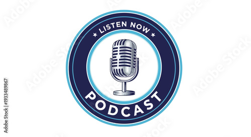 Podcast microphone logo design listen now.
