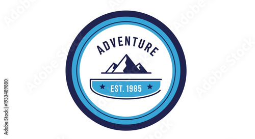 Adventure Logo Design with Mountain Emblem and Vintage Style.