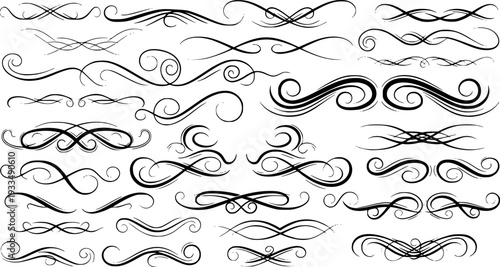 Elegant black swirls and curls collection a set of vector design elements for decorative purposes
