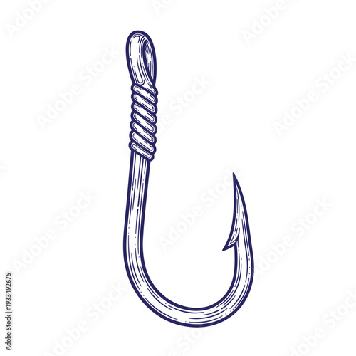 Large fish hook with eye and barb on white background fishing hook fishing
