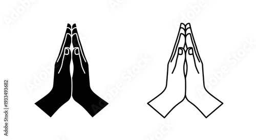 Praying hands in black Vector