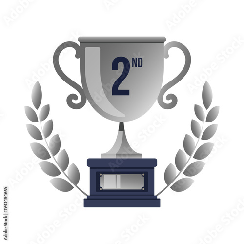 Silver Trophy Cup with Laurel Wreath for Second Place Winner