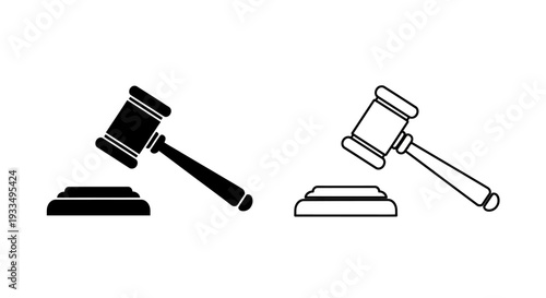 Two gavel icons Vector