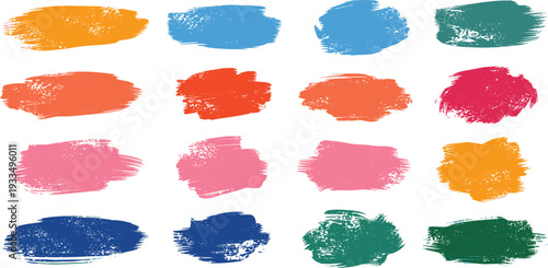 Colorful Grunge Brush Stroke Collection with Abstract Paint Smears and Artistic Textured Shapes for Backgrounds Banners Posters and Creative Vector Design