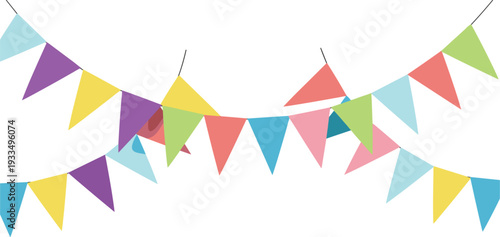 Colorful Party Bunting Flags Garland Decoration with Hanging Triangle Pennants for Birthday Celebration Festival Event and Festive Background Design