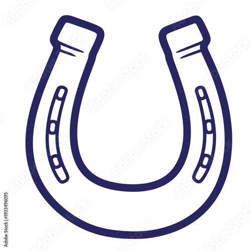 Two Blue Horseshoes with Nails Pointing Upwards outline luck