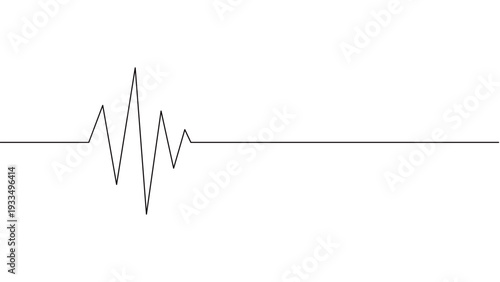 心電図の一筆書きの線画。一本の黒い糸が心拍を表現したデザイン。医療をイメージした背景。編集可能なベクター素材