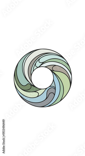 Abstract Swirling Shapes in Circular Formation.