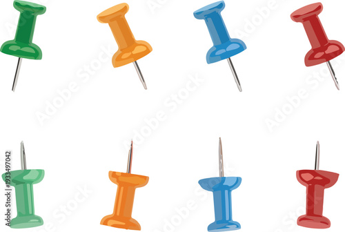 push pins isolated on white