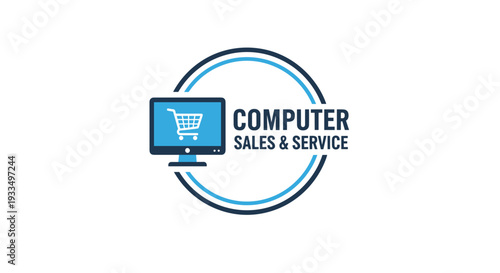 Computer Sales Service Logo Design Concept.